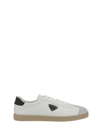 Prada Lane Leather Low-top Sneakers In White