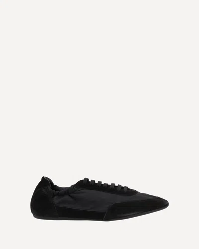 Prada Collapse Re-nylon And Suede Elasticized Sneakers In Black