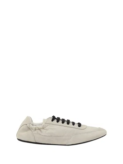 Prada Women Ivory Re-nylon And Suede Collapse Sneakers In Neutral