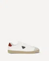 Prada Leather Sneakers With Contrast Heel Tab In White