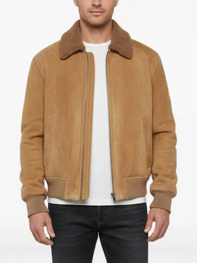 Pre-owned Prada Logo-embossed Bomber Jacket In Brown