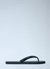 Prada Logo Embossed Leather Flip Flop Sandals In Black