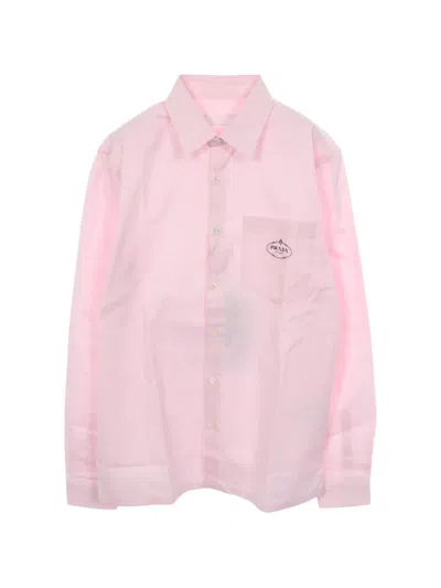 Pre-owned Prada Logo-embroidered Pocket Shirt In Pink