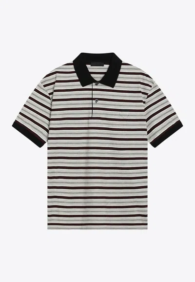 Prada Logo-embroidered Polo T-shirt In Pattern