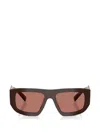 Prada Logo-engraved Rectangle-frame Sunglasses In Brown