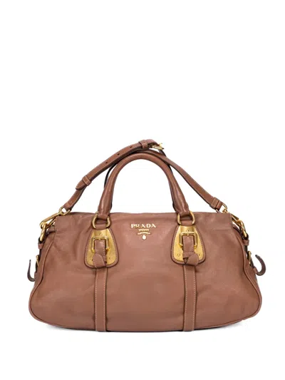 Pre-owned Prada Logo-motif Shoulder Bag In Brown