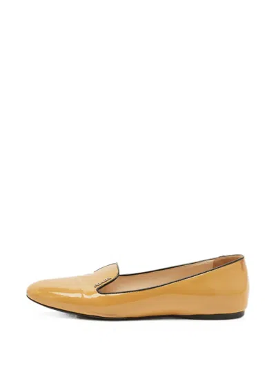 Pre-owned Prada Logo-plaque Ballet Flats In Neutral