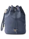 Prada Logo-plaque Bucket Bag In Blue
