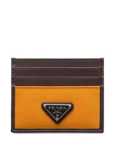 Prada Logo-plaque Card Holder In Brown