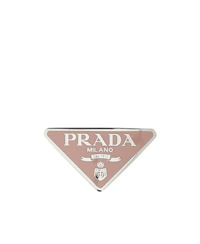 Prada Logo-plaque Hair Clip In Pink