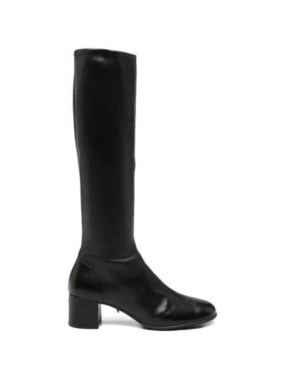 Pre-owned Prada Logo-plaque Knee-high Boots In Black
