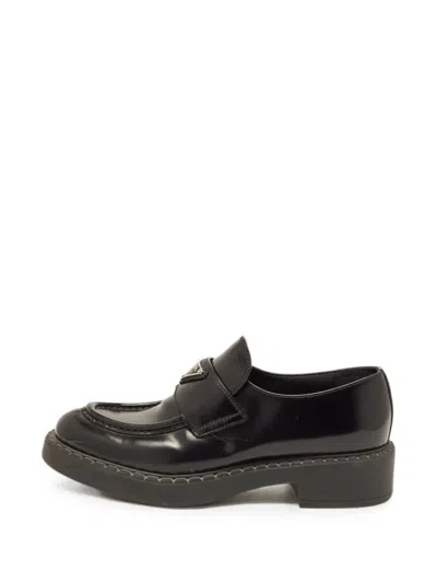 Pre-owned Prada Logo-plaque Loafers In Black