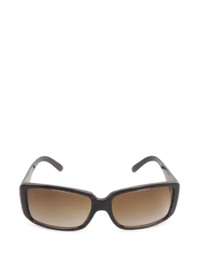 Pre-owned Prada Logo-plaque Rectangle-frame Sunglasses In Brown