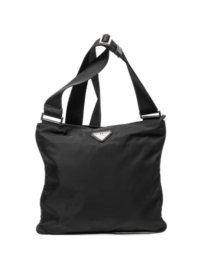 Pre-owned Prada Logo-plaque Shoulder Bag In Black