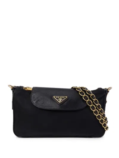 Pre-owned Prada Logo-plaque Shoulder Bag In Black