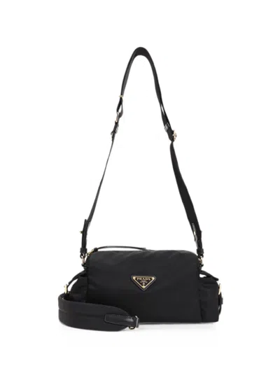 Prada Explore Small Re-nylon And Leather Shoulder Bag In Black