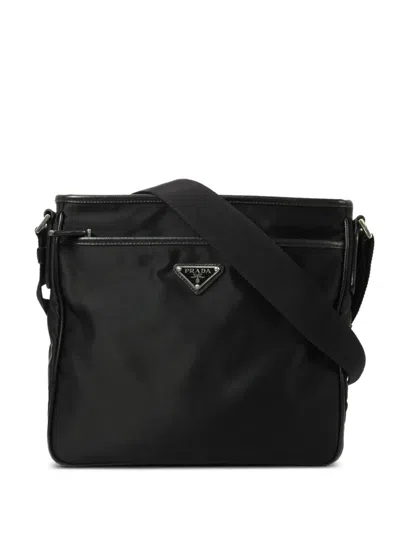 Pre-owned Prada Logo-plaque Shoulder Bag In Black