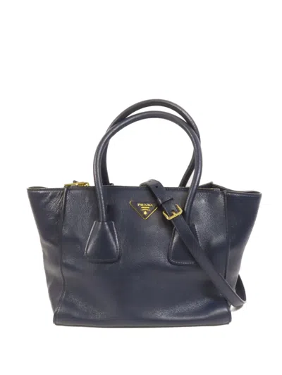 Pre-owned Prada Logo-plaque Shoulder Bag In Blue
