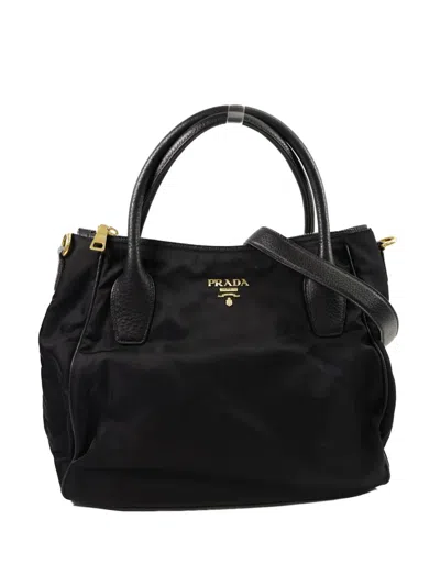 Pre-owned Prada Logo-plaque Tote Bag In Black