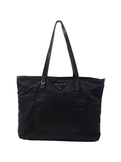 Pre-owned Prada Logo-plaque Tote Bag In Black