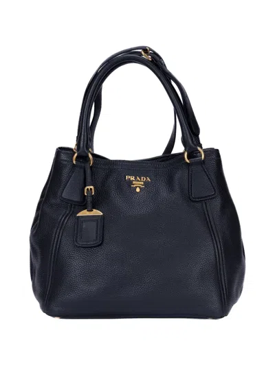 Pre-owned Prada Logo-plaque Tote Bag In Black