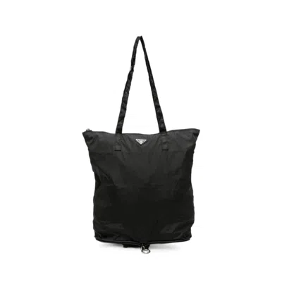 Prada Logo-plaque Tote Bag In Black