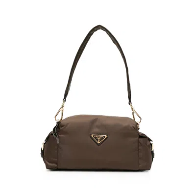 Prada Logo-plaque Tote Bag In Brown