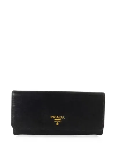 Pre-owned Prada Logo-plaque Wallet In Black