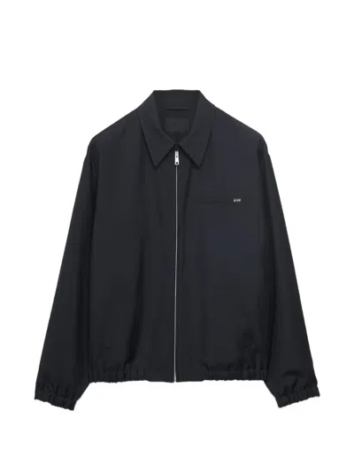 Prada Logo-plaque Zip-up Jacket In Black
