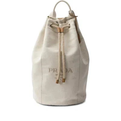 Prada Logo-print Backpack In Neutral