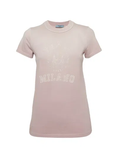 Pre-owned Prada Logo-print Distressed T-shirt In Pink
