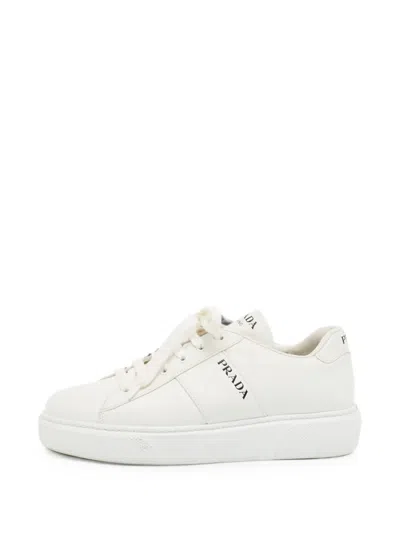 Pre-owned Prada Logo-print Lace-up Sneakers In White