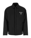 Prada Logo-print Padded Jacket In Blue