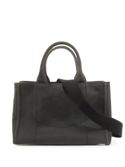 Pre-owned Prada Logo-print Tote Bag In Black