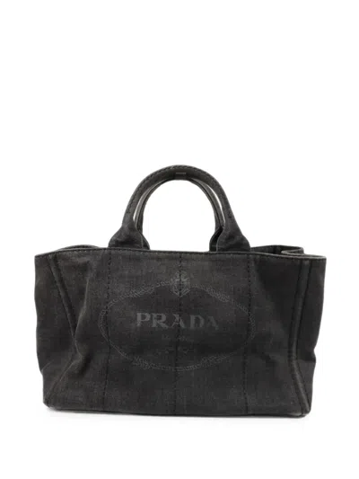 Pre-owned Prada Logo-print Tote Bag In Black