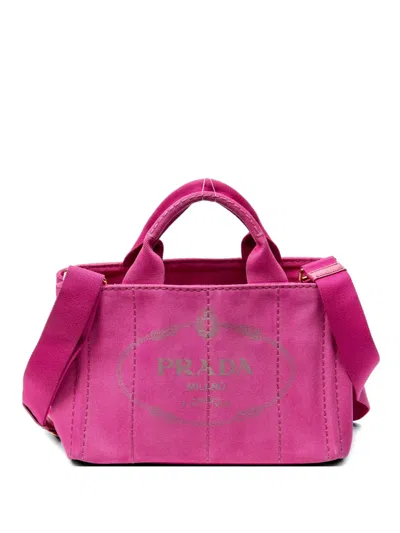 Pre-owned Prada Logo-print Tote Bag In Pink