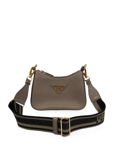Pre-owned Prada Logo-strap Shoulder Bag In Brown