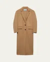 Prada Single-breasted Cashgora Coat In Cammello