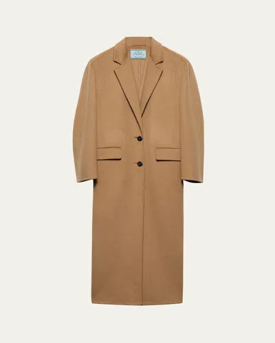 PRADA LONG CASHGORA SINGLE BREAST COAT