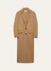 Prada Single-breasted Cashgora Coat In F0040 Cammello