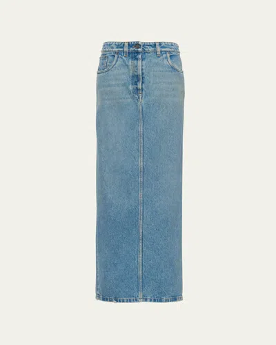 PRADA LONG DENIM WASHED SKIRT