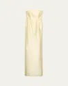 Prada Strapless Silk-satin Maxi Dress In F0061 Crema