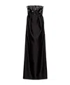 Prada Long Embroidered Satin Dress In Black