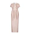 Prada Long Embroidered Silk And Wool Dress In Alabaster Powder Red