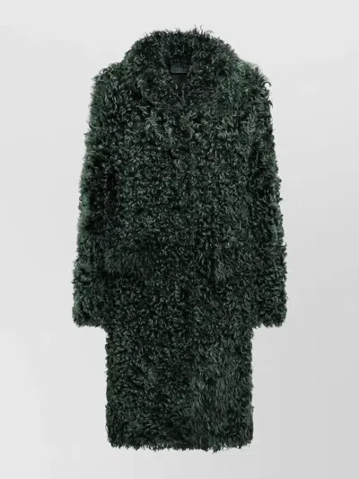 Prada Faux Fur Coat Long Sleeves Mid Length In Multi