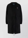 Prada Long Hooded Raincoat Featuring Drawstring Hem In Black