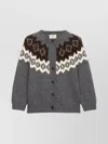Prada Intarsia Wool And Cashmere Cardigan In Gray