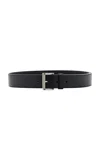 Prada Long Leather Belt In Black