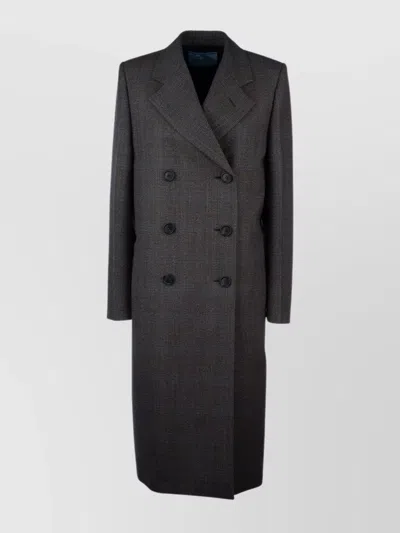 PRADA LONG LENGTH BELTED BACK DOUBLE-BREASTED COATS
