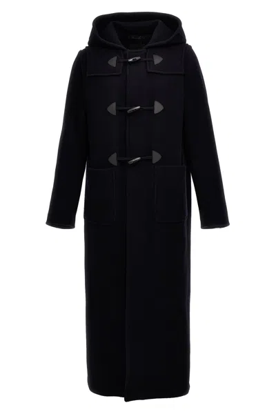 Prada Long Montgomery Coat In Blue